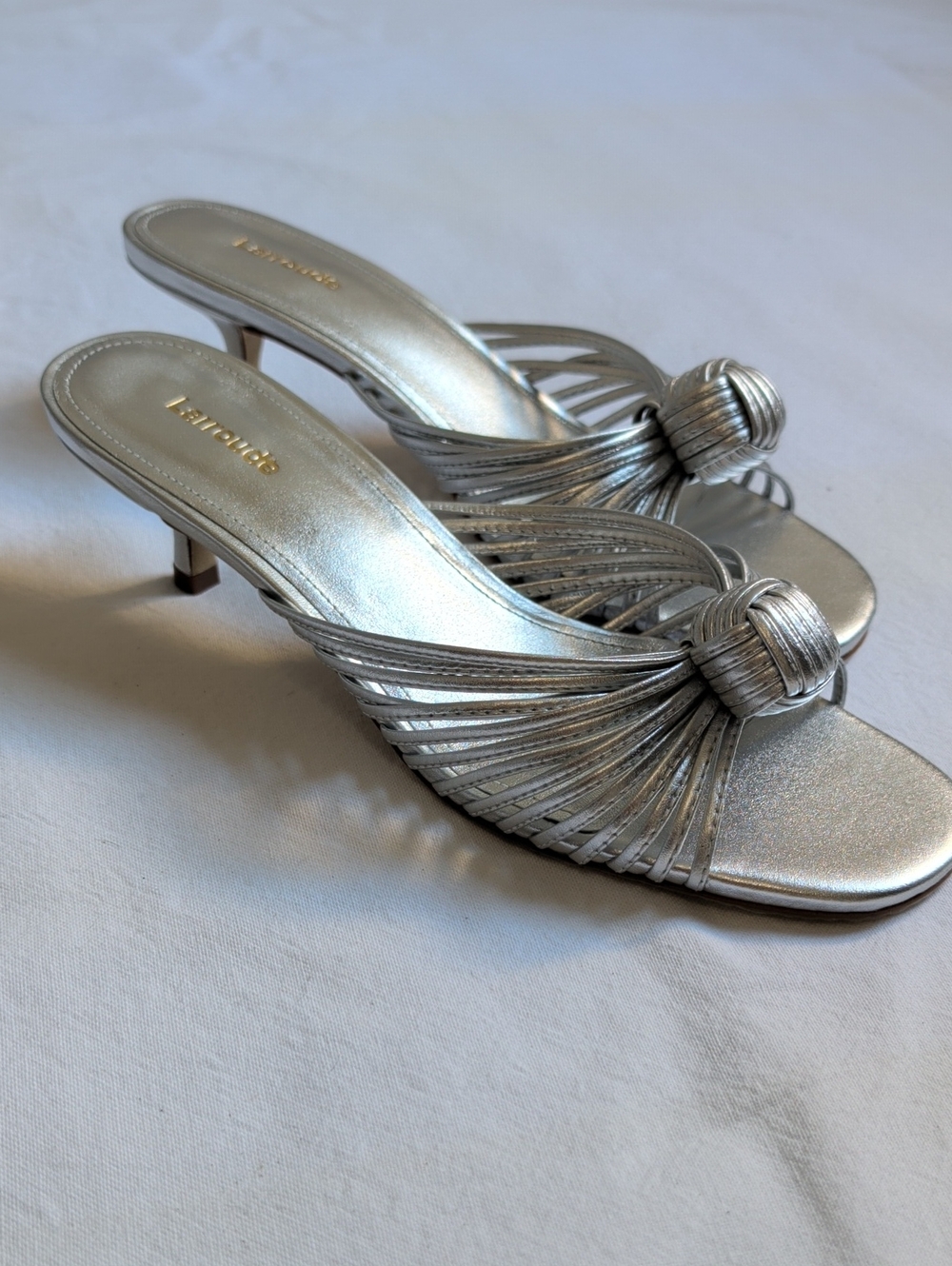 NIB Larroudé Valerie Mule In Silver Metallic Sz 9.5
